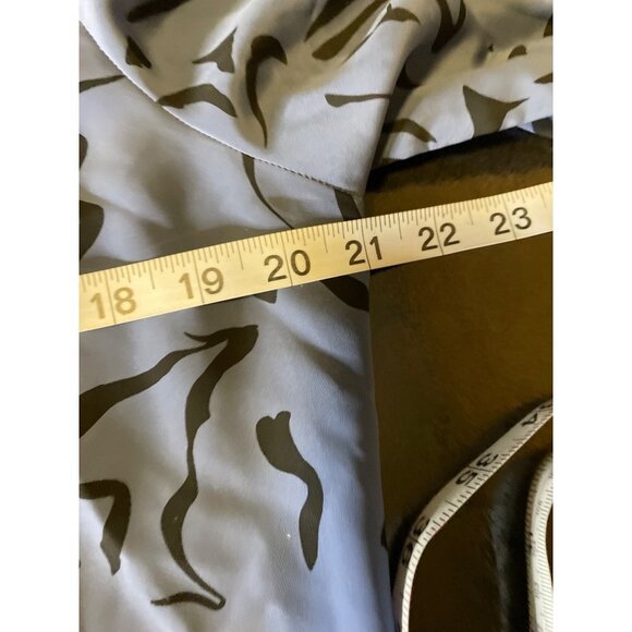 Vintage 90s Mark Stuart Blue Black High Neck Long Sleeve Blouse - Picture 12 of 14